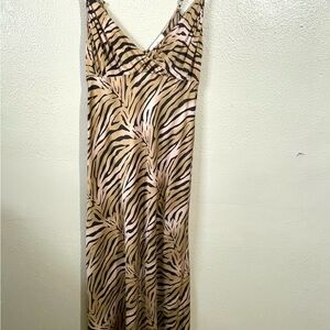 Neiman Marcus Silk Slip Dress Animal Print Bias Cut Spaghetti Strap Lingerie Med